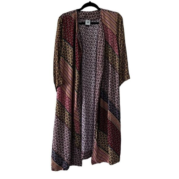 Blogger Favorite CAbi Women's Yellow Red Patchwork Open Front Kimono size Small - Picture 6 of 12